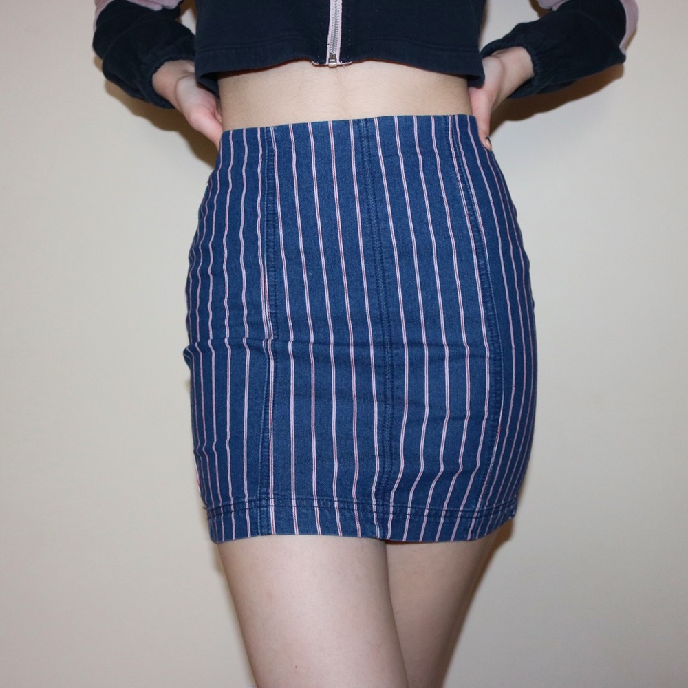 Jean Skirt with Stripes